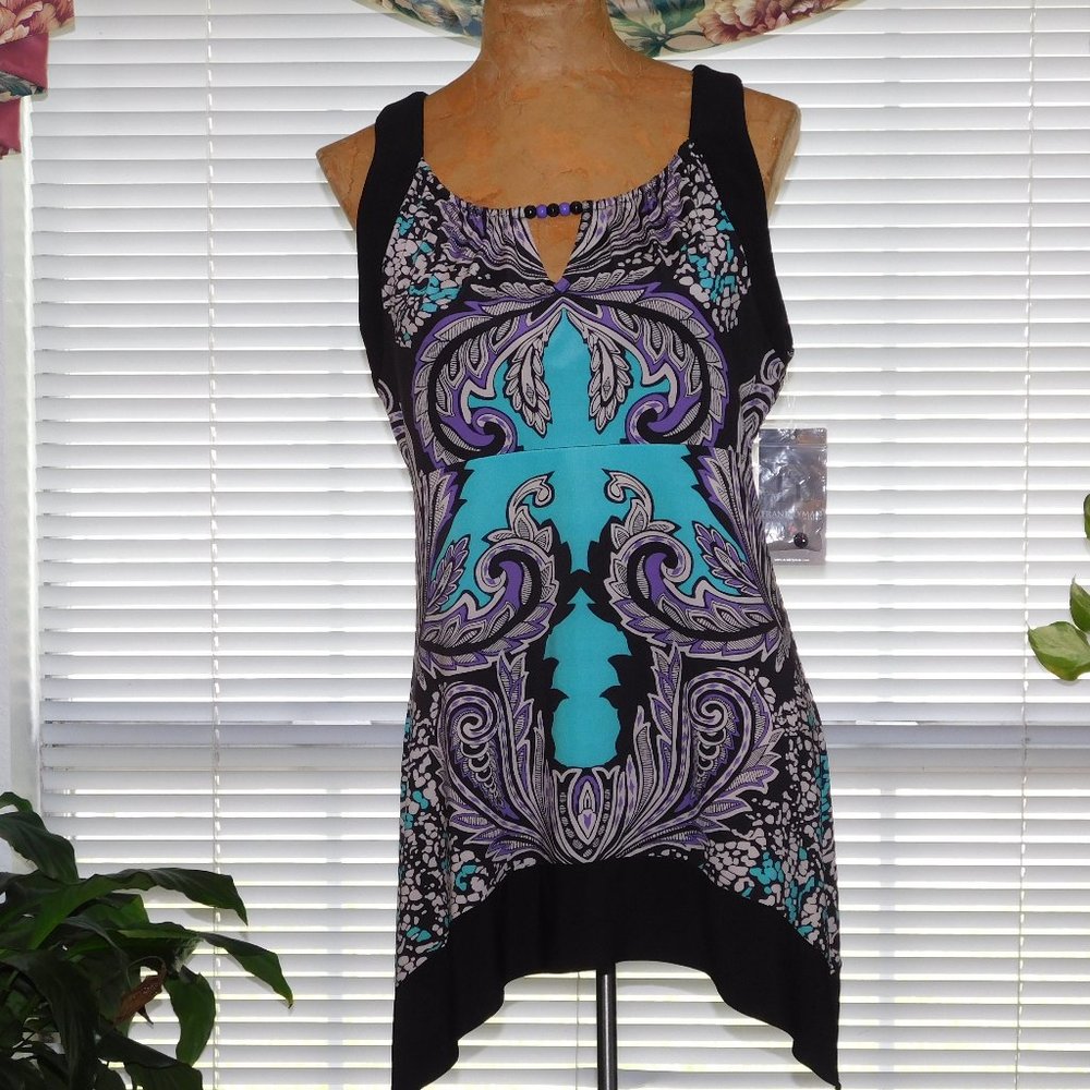 NWT $100 Multi Print Sleeveless Top FRANK LYMAN S 8